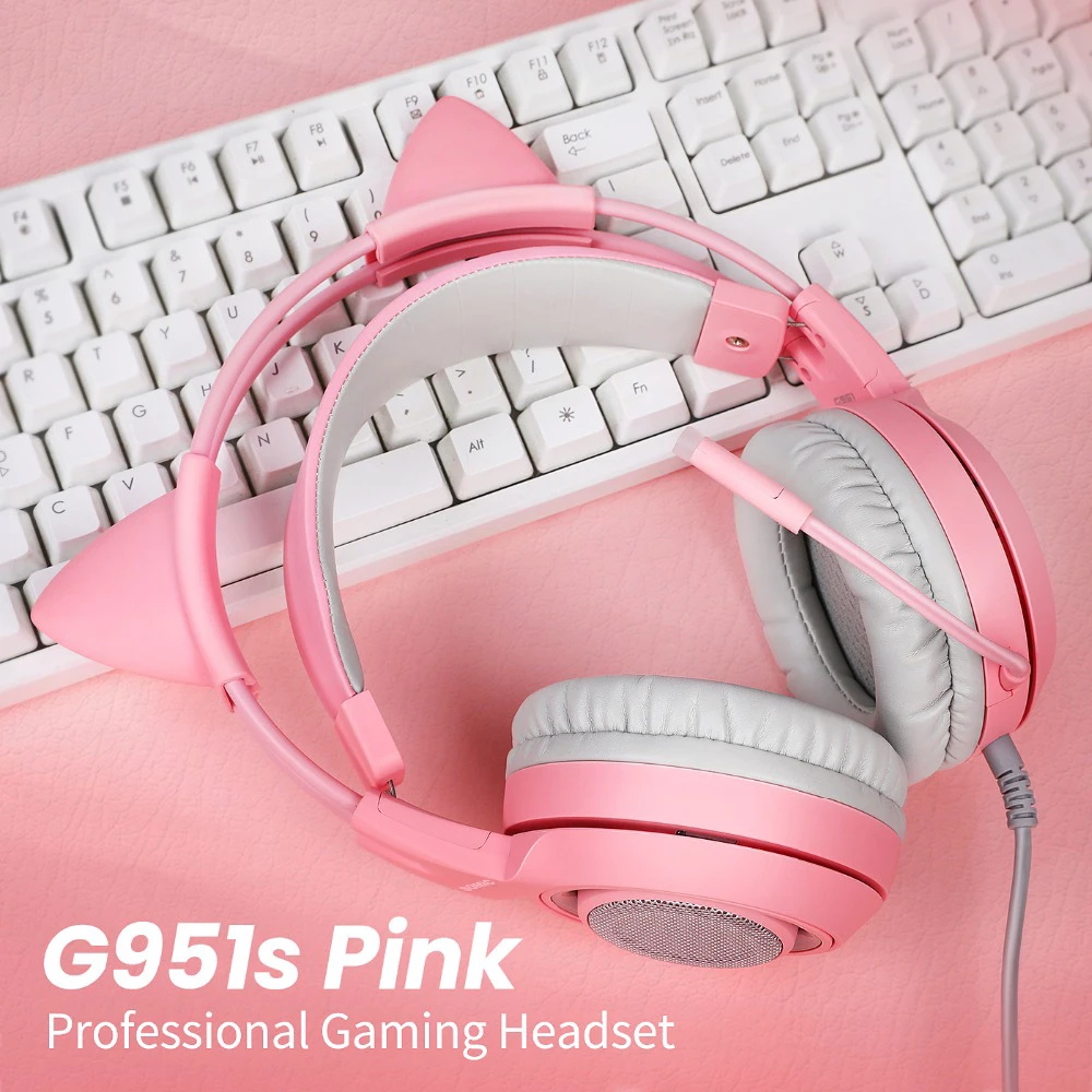 Somic G951s Pink Gaming Headset Cat Earphone Noise Reduction Deep Bass 3 5mm Headphone With Mic For Pubg Lol Computer Gamer Buy At The Price Of 40 66 In Aliexpress Com Imall Com