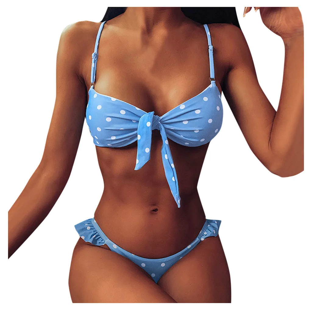 Womens Sexy Dot Print Beach Bikini Set Ladies Tow Pc Holiday Swimsuit Sale Women Bathing Suit Beachwear Swimming | Женская одежда