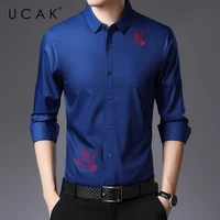 ucak brand streetwear long sleeve shirt men clothes spring new arrival casual turn down collar solid color shirts homme u6185