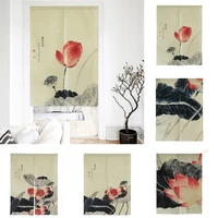 chinese lotus hanging cloth door curtain living room partition curtain half panel curtain toilet geomantic curtain