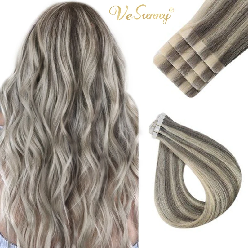 VeSunny Seamless Tape in Hair Extensions Inject Tape Glue on Hair Invisible Virgin Hair  2.5g/pcs #P19a/60