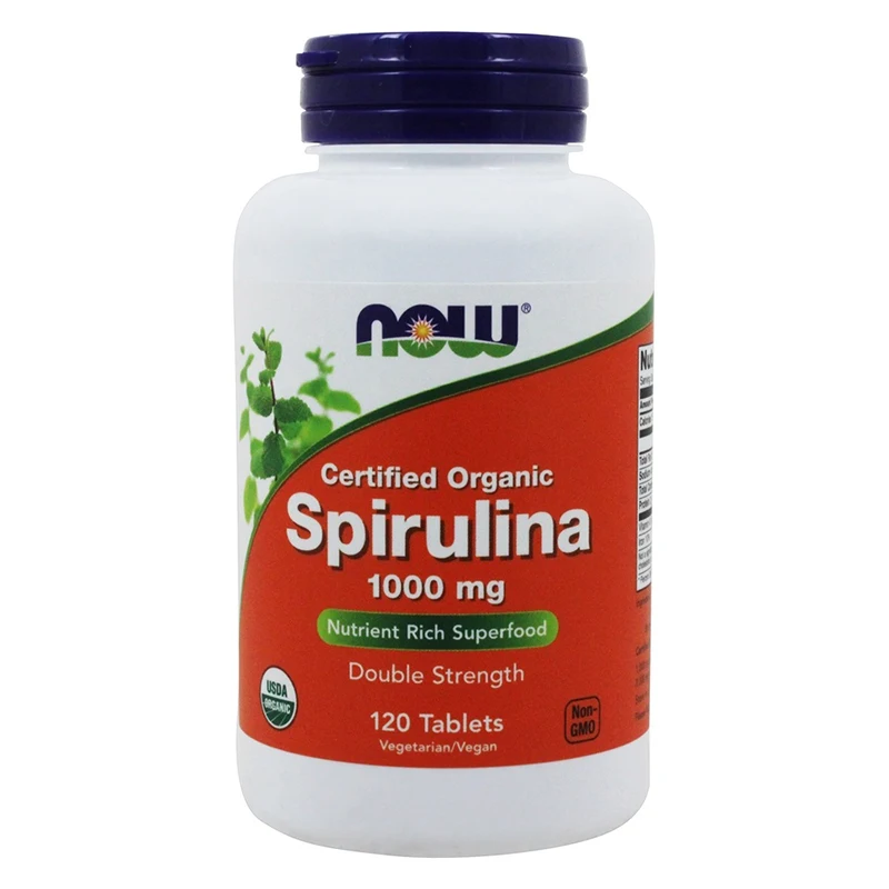 

Free shipping Certified Organic Spirulina 1000 mg Nutrient Rich Superfood Double Strength 120 Tablets