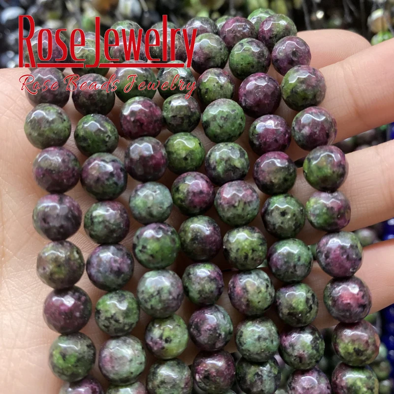

Faceted Natural Epidote Zoisite Stone Beads Smooth Round Loose Beads For Jewelry Making DIY Bracelet Necklace 15'' Strand 8mm
