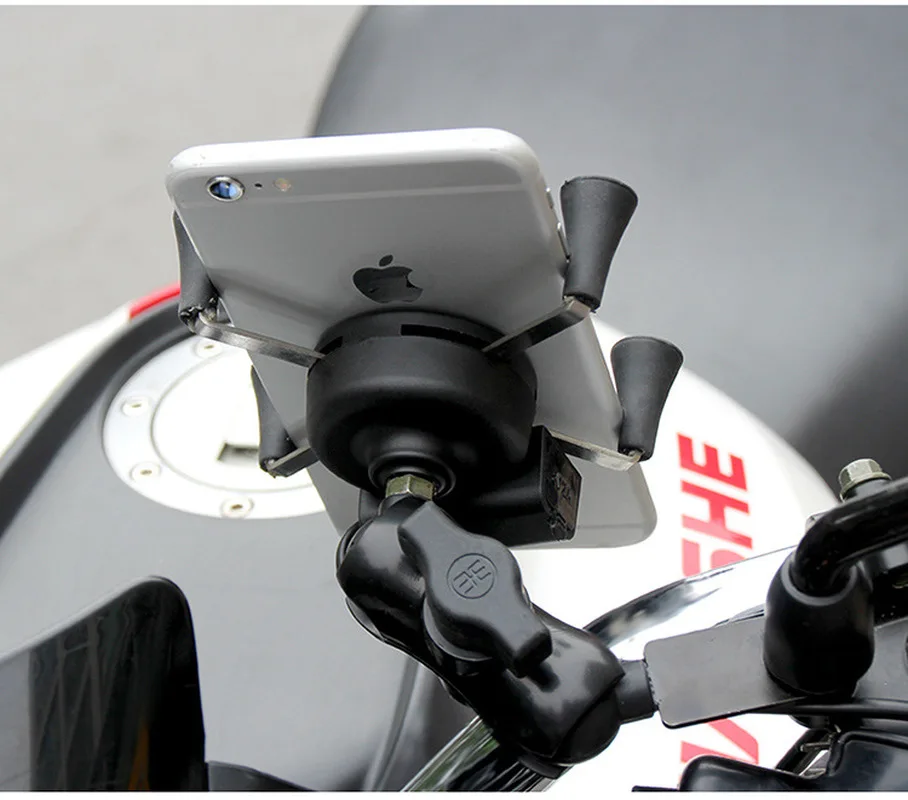 

Universal Waterproof Bracket Motorcycle Motorbike Phone Holder Mirror Mount Clamp + USB Fast Charge Mobile Phone Accessories