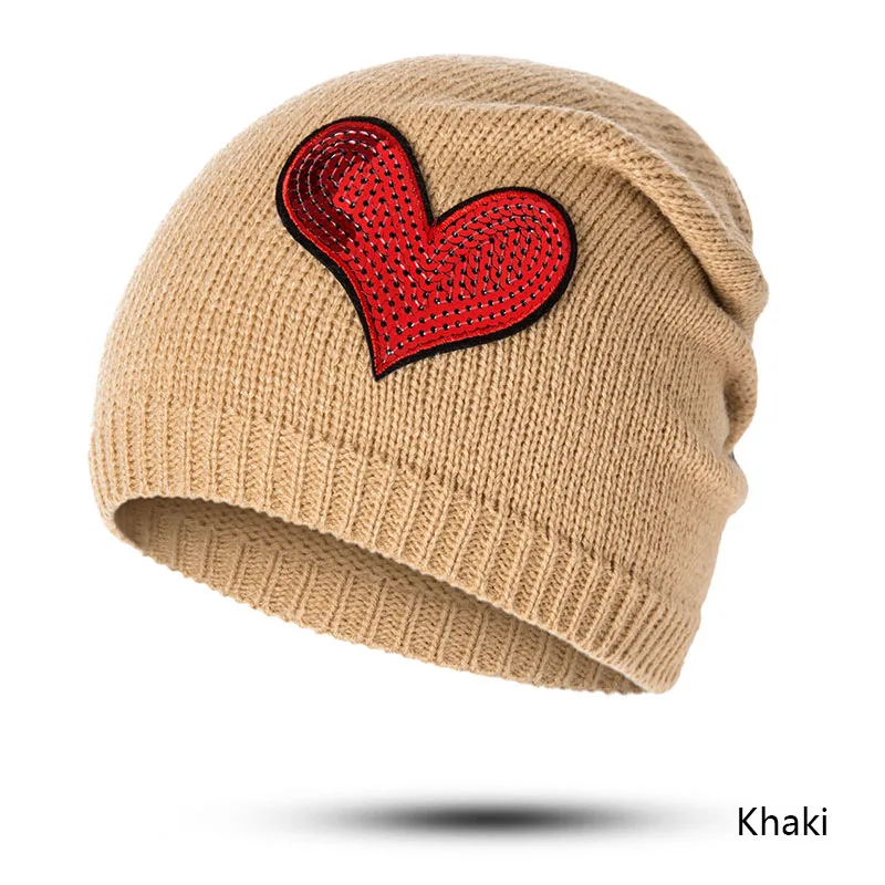 Женская шапка с узором в виде сердца унисекс Skullies Beanies женская вязаная мужские