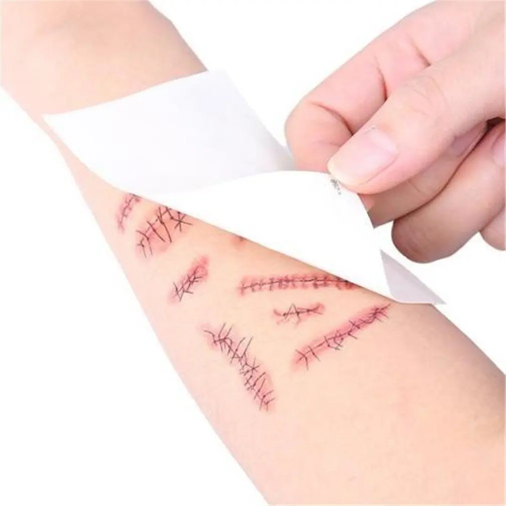 

creative Halloween Horror Wound Realistic Bloodstained Scar Pattern Waterproof Tattoo Stickers festival decorations