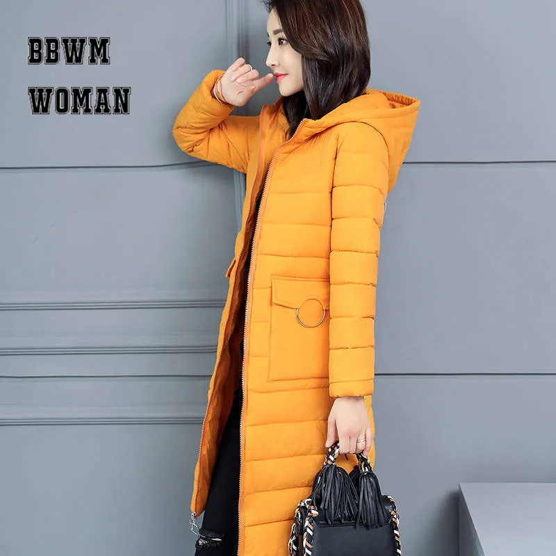 Зимнее пальто из матовой ткани 2018 женские длинные корейские хлопковые парки