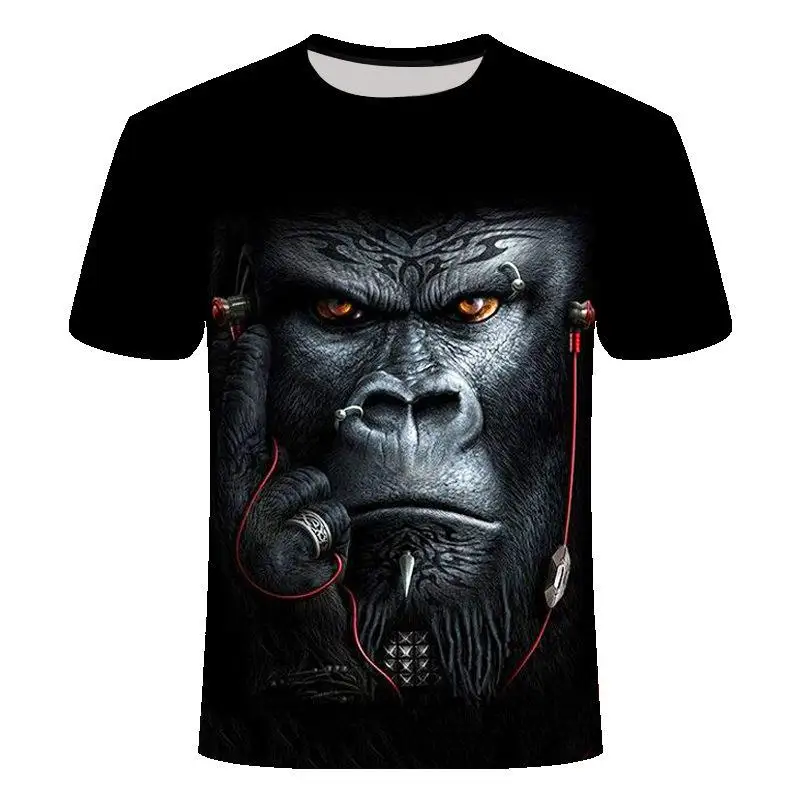

2020 summer 3D printed animal monkey gorilla short-sleeved funny novelty design casual plus size top T-shirt for men