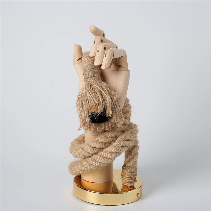 

Retro Industrial Style Hemp Rope Wall Light Fixture Simple Creative Hand Shape Wall Lamps Corridor Aisle Indoor E27 Vanity Light