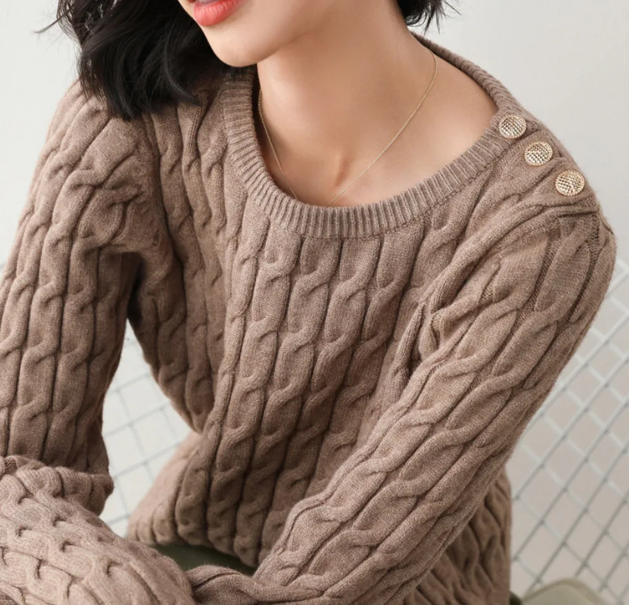 

Round-necked shorts small knitwear women's autumn and winter loose-fitting set of head set warm sweater 2020 new model.