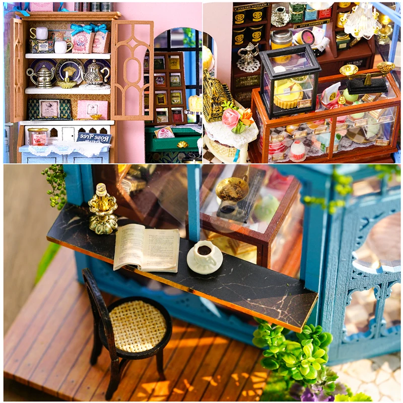 DIY Dollhouse Wooden doll Houses Miniature Doll House Furniture Kit Casa Music Led Toys for Children Birthday Gift A68D | Игрушки и