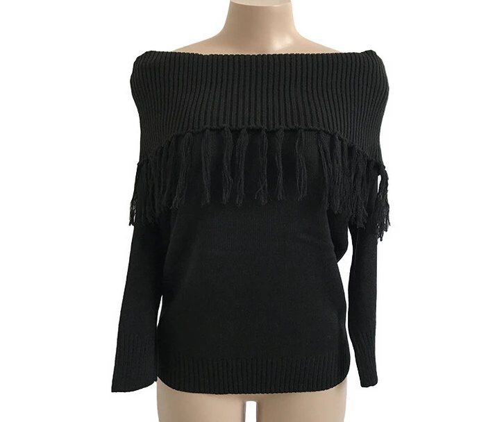 

Hot Fashion Womens Long Sleeve Off Shoulder Knitted Sweater Pullover Jumper Knitwear Tops