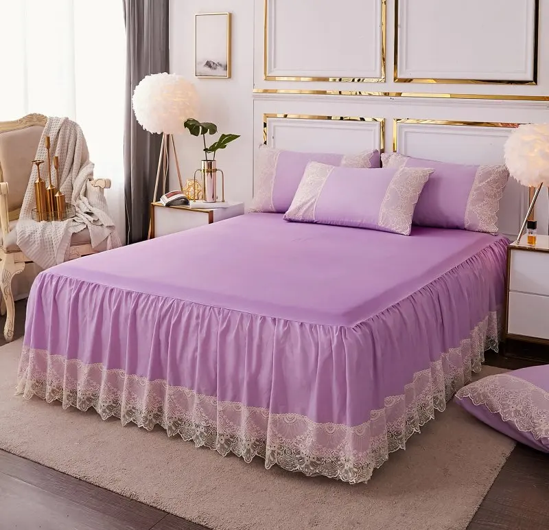 Кроватный подзор 100% хлопок сплошной кровать набор матрасов цвет домашний