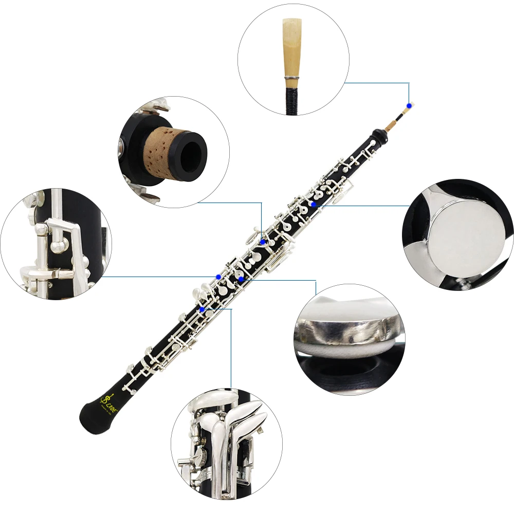 Профессиональный ювелирный инструмент Oboe C Key Cupronickel посеребренный деревянный