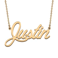 justin custom name necklace customized pendant choker personalized jewelry gift for women girls friend christmas present