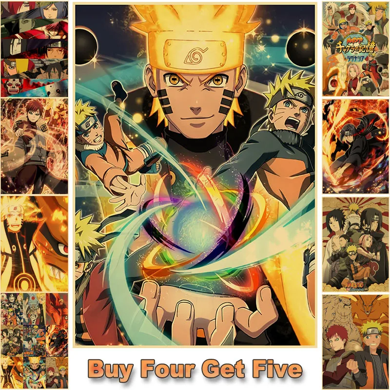 

Boruto Anime Poster Vintage Uzumaki Posters Bar Cafe Home Decor Living Room Wall Sticker Art Painting Fans Collection Picture