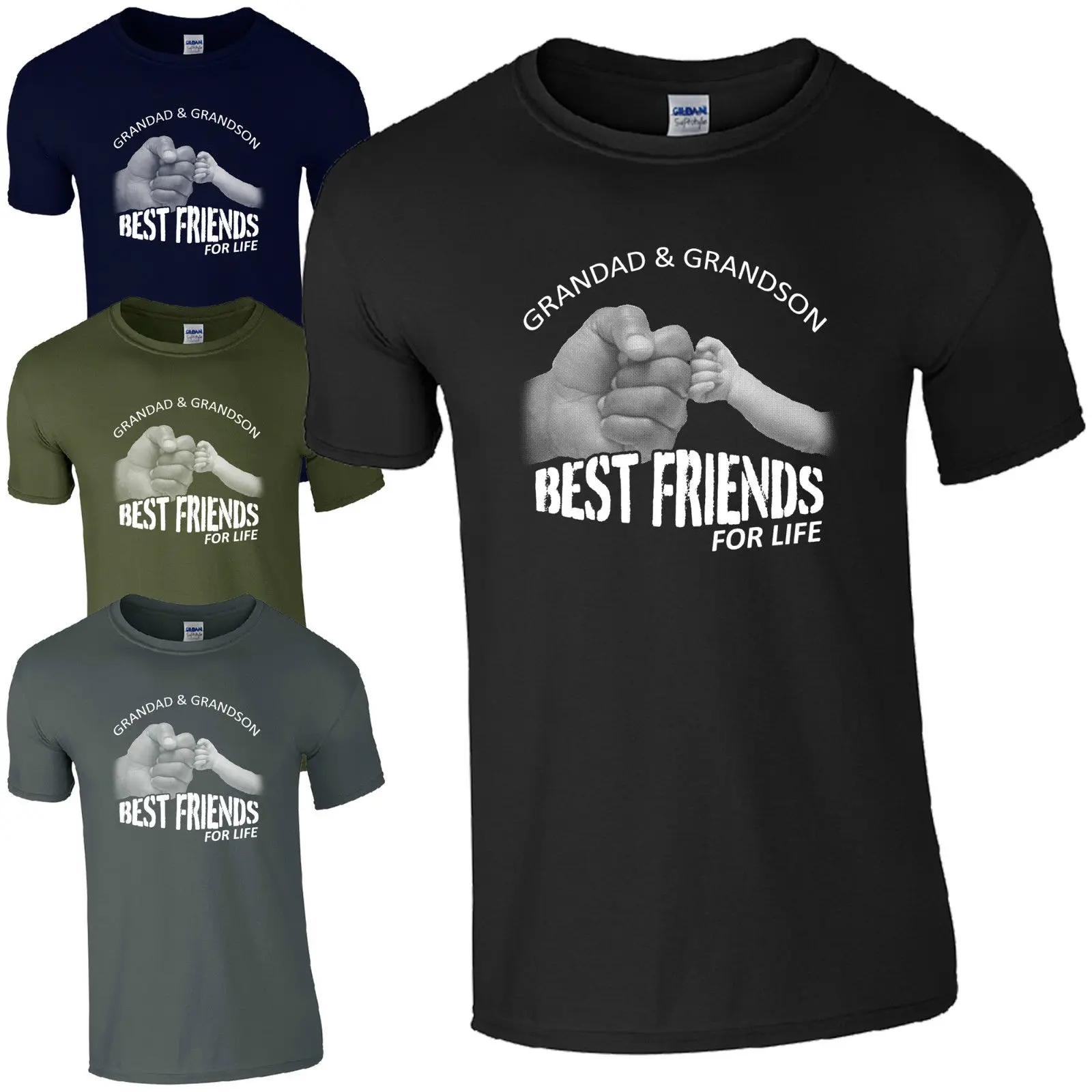 

Grandad & Grandson Best Friends For Life T-Shirt Fist Punch Fathers Day Mens Top