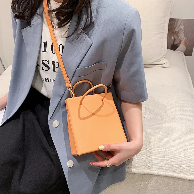 

Simple Mini Pu Leather Crossbody Bags for Women 2021 Summer Trend Branded Ladies Fashion Travel Shoulder Handbags Totes