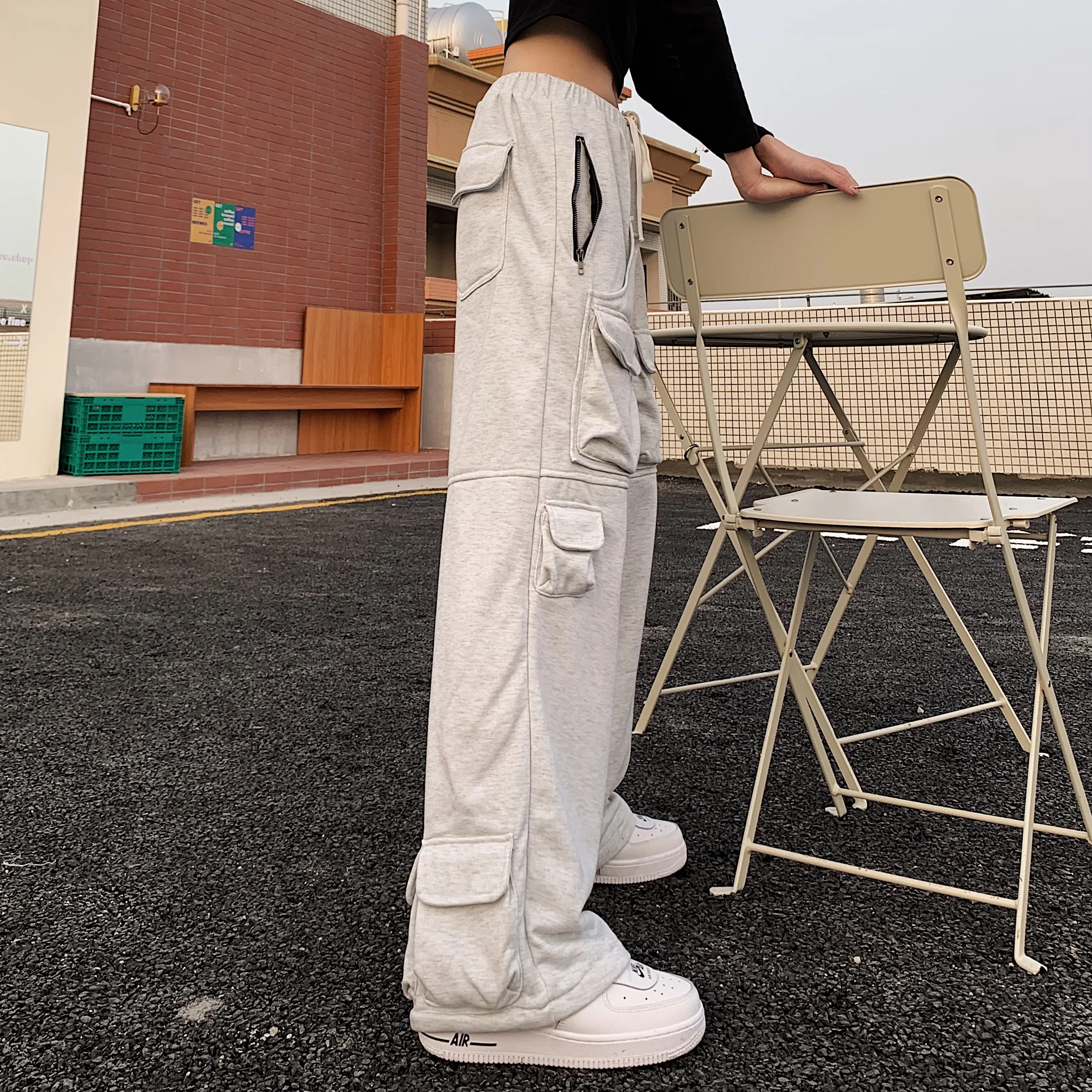 

Casual Long Pants Hip Hop Casual Streetwear Women's Clothing Big Pockets Loose Capris Ins Ulzzang Spring Autumn Fashion Brand