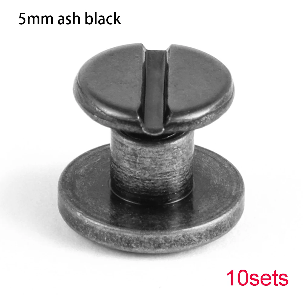 black 5mm 10 комплектов полезный 10 мм Твердый винт гвоздь заклепки двойная плоская головка ремень/ремень заклепки багаж кожа металл ремесло высокое качество - Цвет: black 5mm