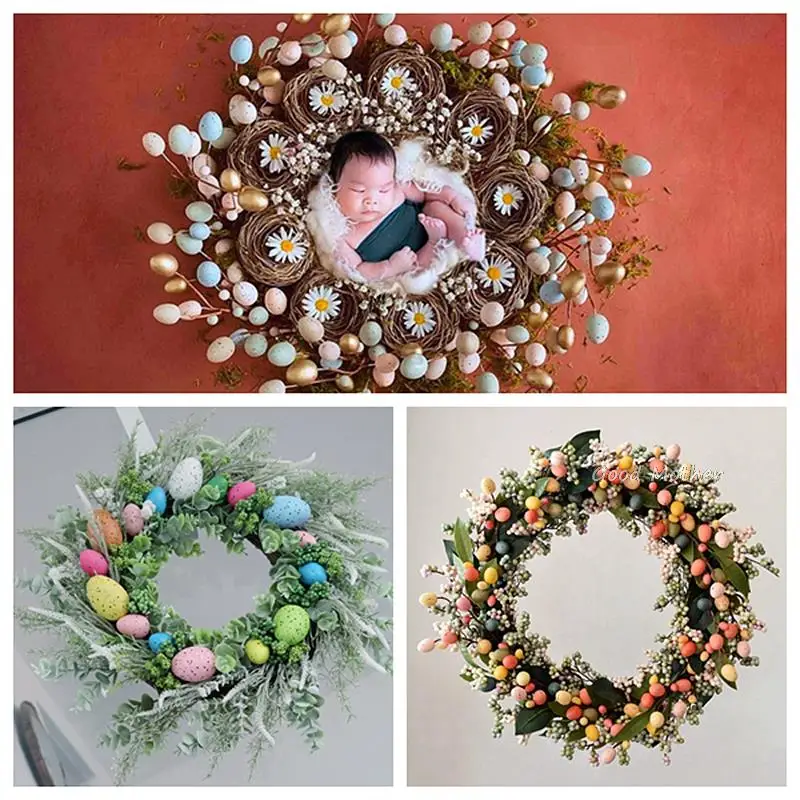 newborn phtotgraphy props Easter egg garlands decorated by hand Christmas 50cm Fotografia Acessorio Background