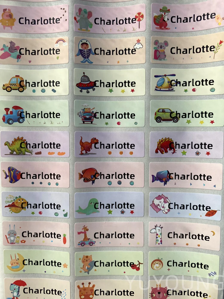 90 шт. наклеек с именем на заказ водонепроницаемые персонализированные этикетки
