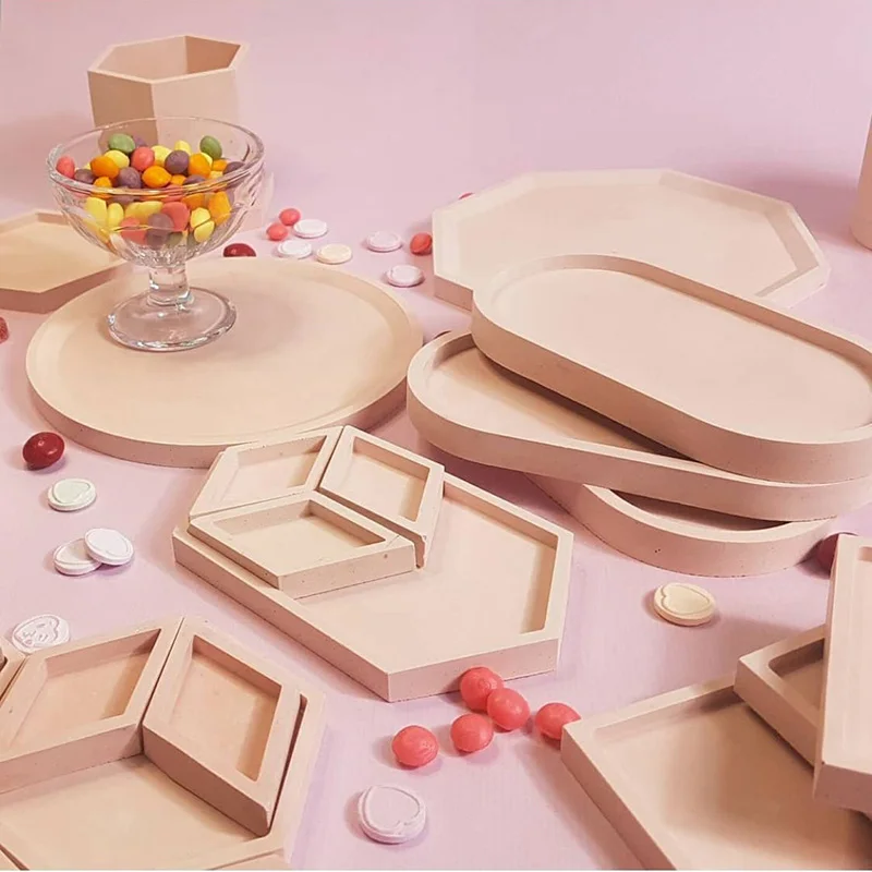 

Concrete Tray Mould with Edge Big Size Round Cement Storage Concrete Dish Silicone Molds Geometric Tray Epoxy Resin Mould