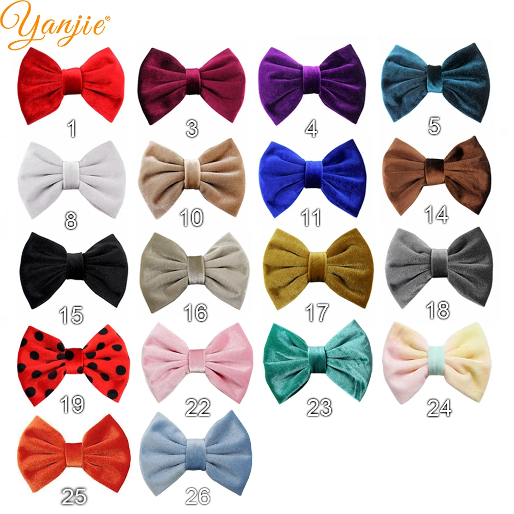 Бархатные банты для волос 10 шт./лот заколка 5 дюймов большие мягкие однотонные