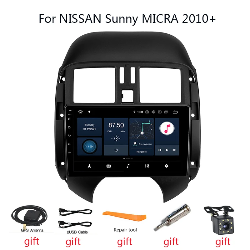 

Автомагнитола 2 Din, 9 дюймов, Android, для Nissan Sunny Micra 2010 +, автостерео, Carplay 4G LET, GPS-навигация, BT, аудиоплеер