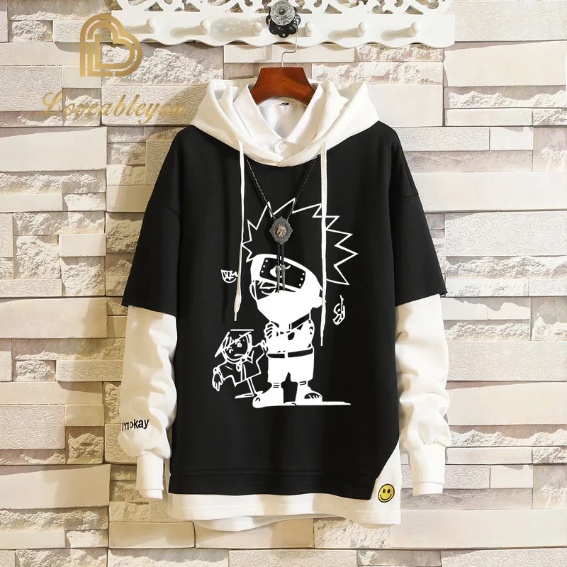 

2020 Naruto Kakashi Anime Sweatshirts Cosplay Costume Hoodies 3D Men Women Clothing Fake Two Piece Hip Hop