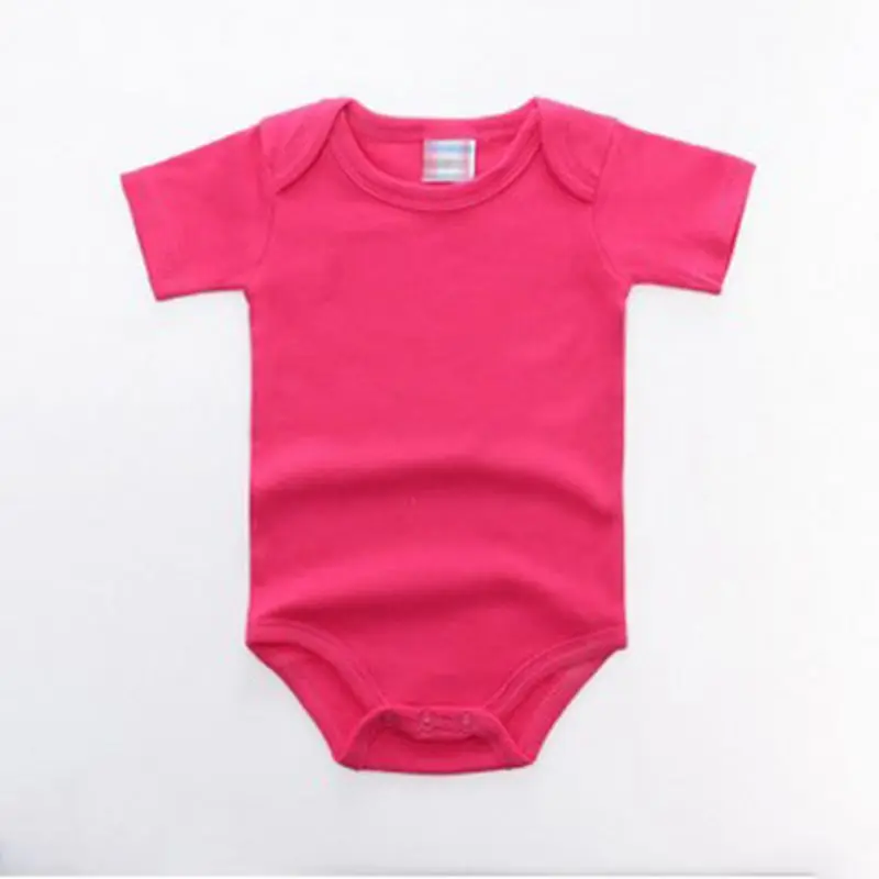 Rose red For 0-2Y Toddlers Casual Pajamas Outfits Baby Girls Boys Short Sleeve Rompers Infant Cotton Clothes Newborn Solid Jumpsuit - Цвет: Rose red