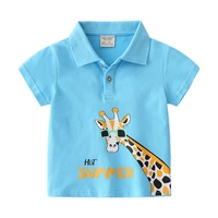 new 2021 kids boys polo shirts fashion cartoon giraffe dinosaur print short sleeve lapel t shirt baby boys summer tops clothing