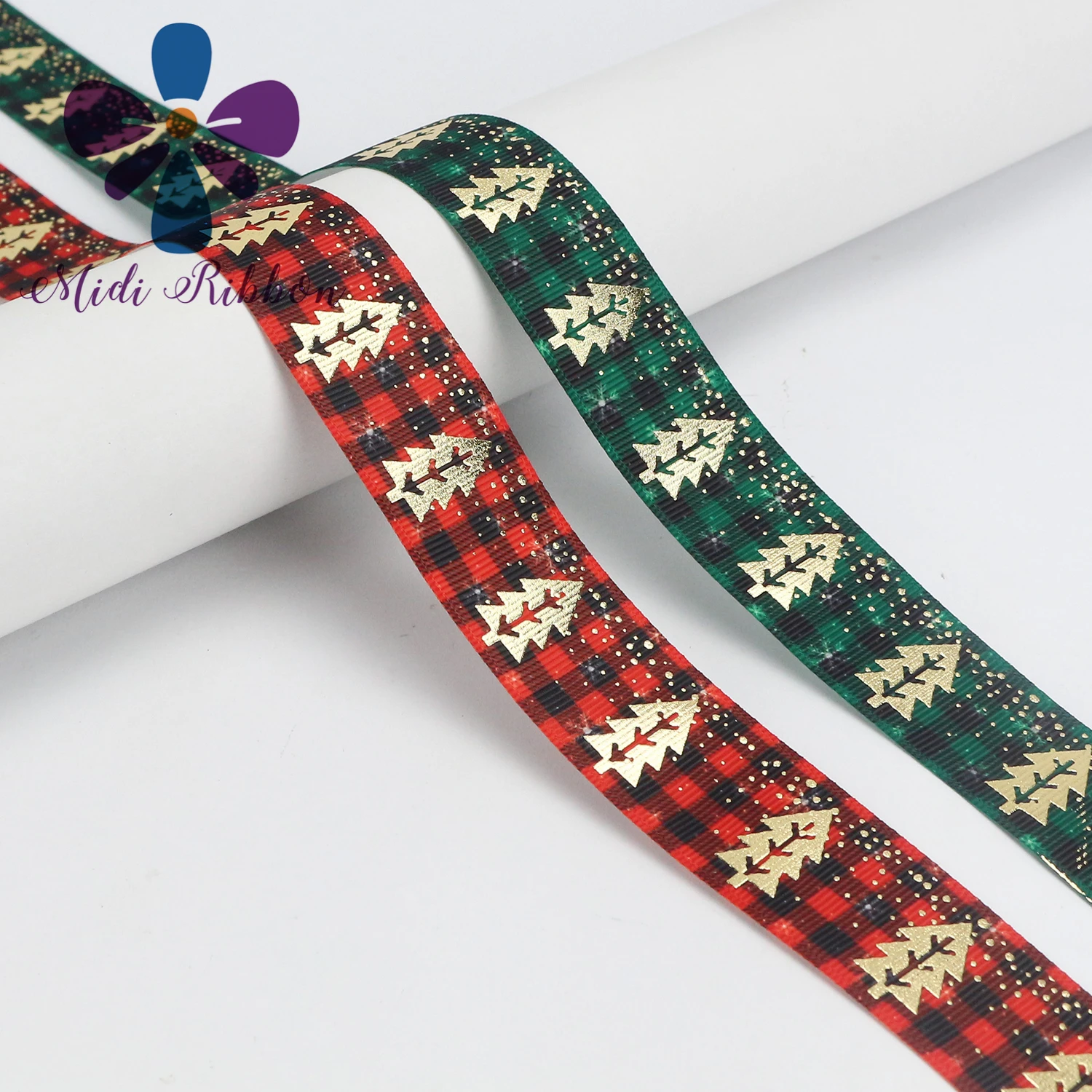 

Stock Ribbon 1 Inch 25mm Merry Christmas Gold Tree Single Face Printed Grosgrain Ribbon 50 Yards Pattern Event & Party Supplies