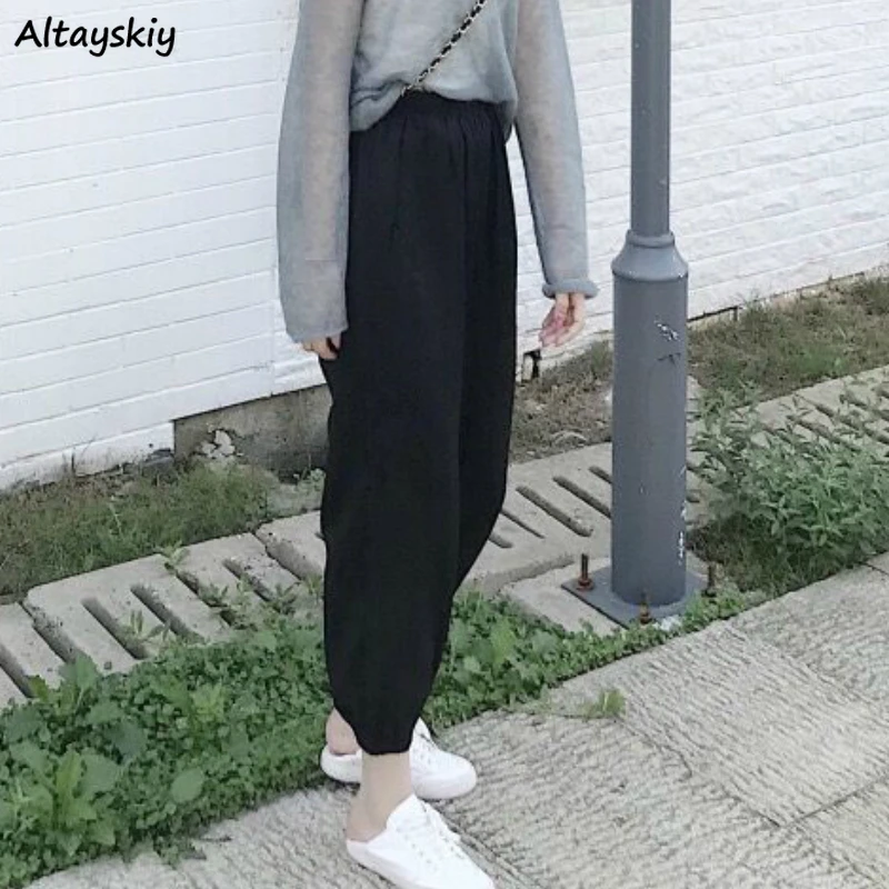 Женские шаровары для отдыха Универсальные однотонные мягкие свободные брюки