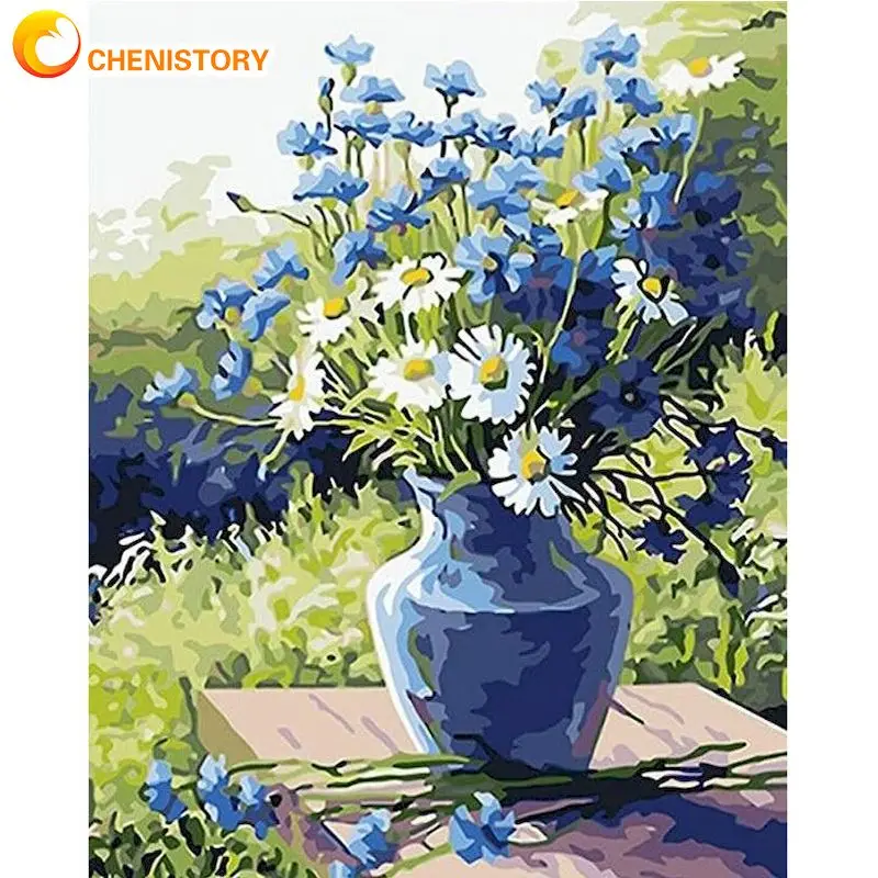 

CHENISTORY DIY Oil Picture By Numbers Purple Flower Painting By Number Kits For Adults HandPainted Home Decor Arts Craft 40x50cm