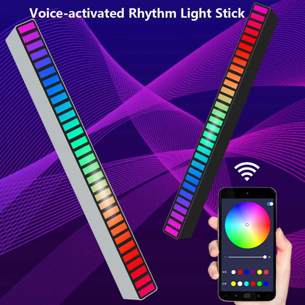 

Car Atmosphere Voice-Activated Rhythm Light Stick 32-Bit Rgb Spectrum Bar Pickup Ambient Dj Led Display Pulse Decoration Lamp