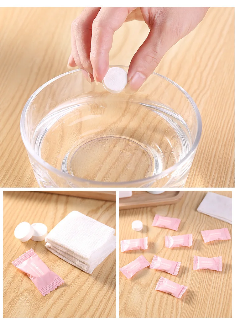 

50pcs Disposable Towel Compressed Portable Travel Non-woven Face Towel Water Wet Wipe Outdoor Moistened Tissues