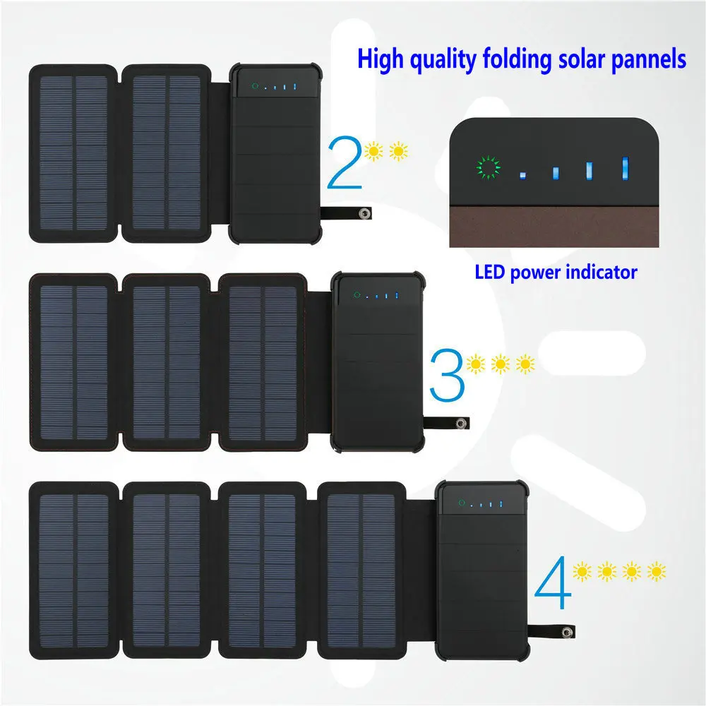 Складной Портативный Панели солнечные 5V Power Bank Bateria солнечной Батарея для стол для мобильного телефона на открытом воздухе светодиодный светильник с двумя портами USB