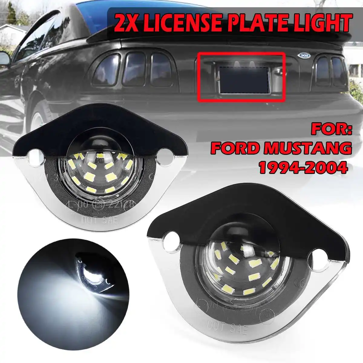 

2 шт. светильник Светодиодная лампа для автомобильного номерного знака, SMD 6000 К