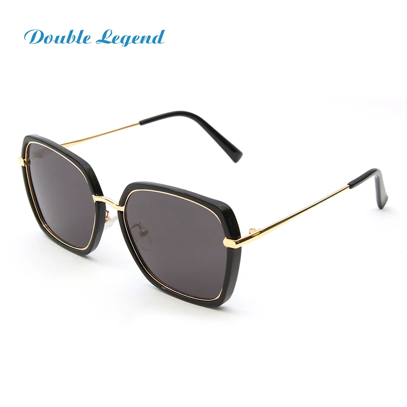 DOUBLE LEGEND Fashion Big Frame Sunglasses Polarized Black Hexagon Tr+Metal Uv400 Sunglasses for Women Men Decorative Eyewear