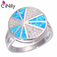 cinily created blue fire opal cubic zirconia silver plated wholesale for women jewelry christmas party ring size 6 9 oj9276