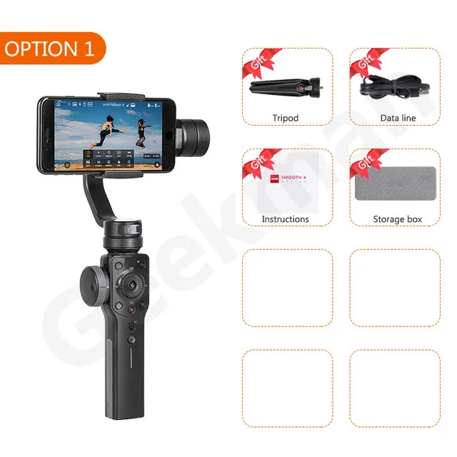 ZHIYUN Smooth 4 Q2 смартфон ручной 3 оси Gimbal стабилизатор Экшн камера Steadicam для телефона Gopro SJCAM pk DJI OSMO Карманный - Цвет: Option 1