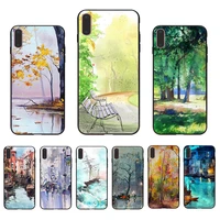 soft mobile cover scenery landscape oil painting for iphone x xr xs max 12 mini 11 pro phone case shell 6 6s plus 8 7 se 2020 5s