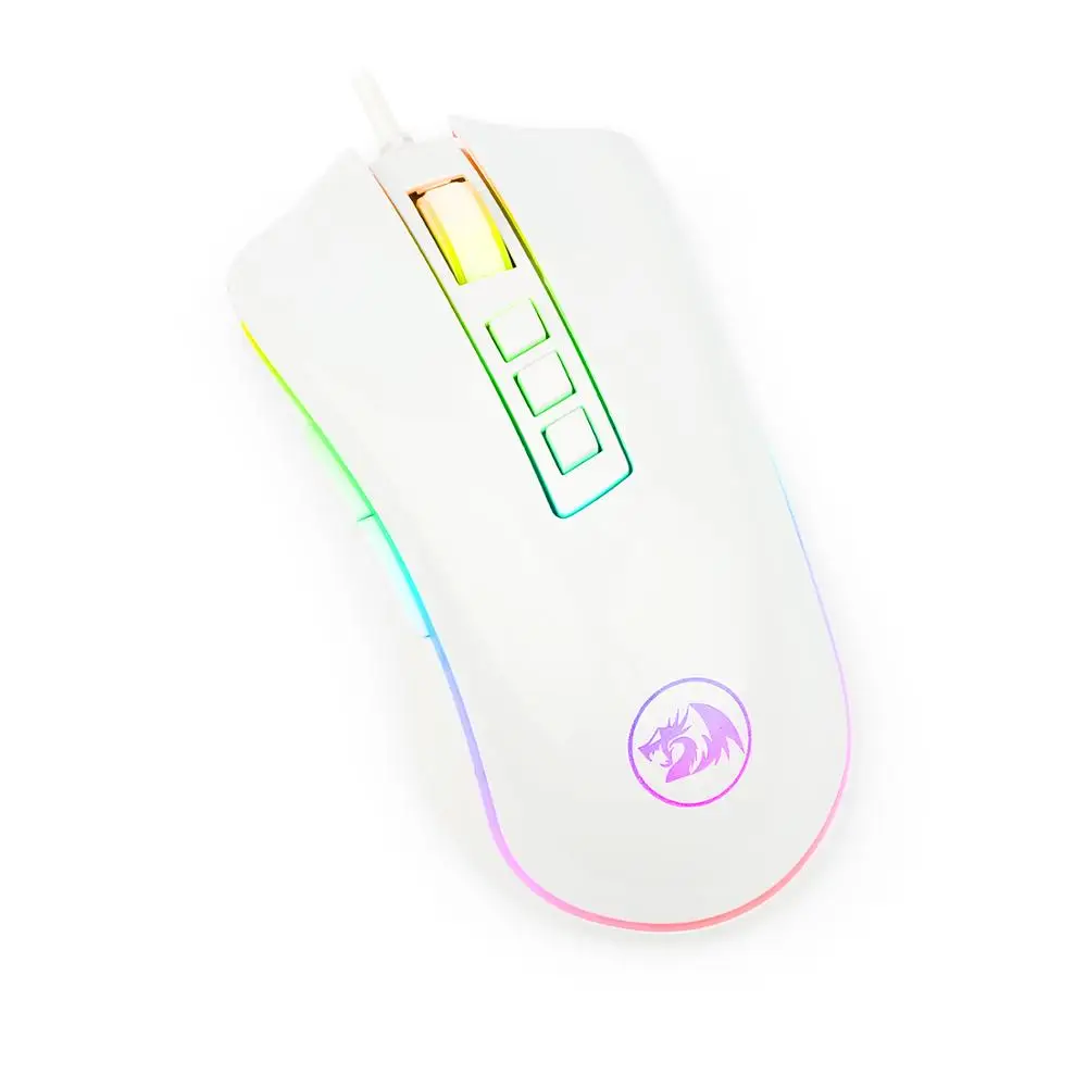 Игровая мышь Redragon M711 Cobra RGB версия белого цвета, Проводная оптическая мышь 10000 dpi с высокоточным входом, 7 макрокнопок