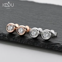 iogou 1 0ctw 5mm 100 moissanite gemstone white gold color stud earring women solid 925 sterling silver solitaire fine jewelry