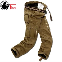 mens cargo pants winter plus fleece thick warm pants male double layer many pocket casual military baggy tactical trousers male