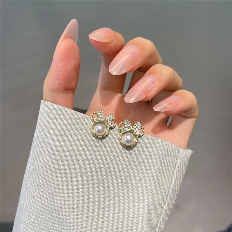 Корейские модные серьги-гвоздики с кристаллами и жемчугом для женщин простые