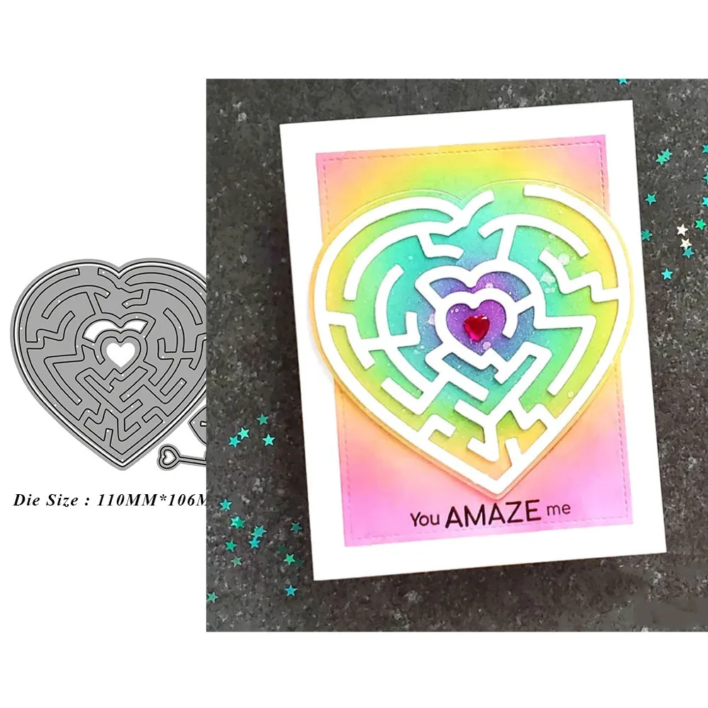 

Love Labyrinth Key Metal Cutting Dies Stencils Diecut for DIY Scrapbooking Album Paper Card Embossing
