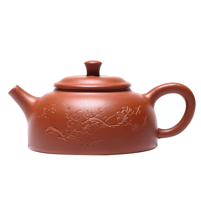 

Purple clay pot plum blossom half moon teapot handmade tea set gift
