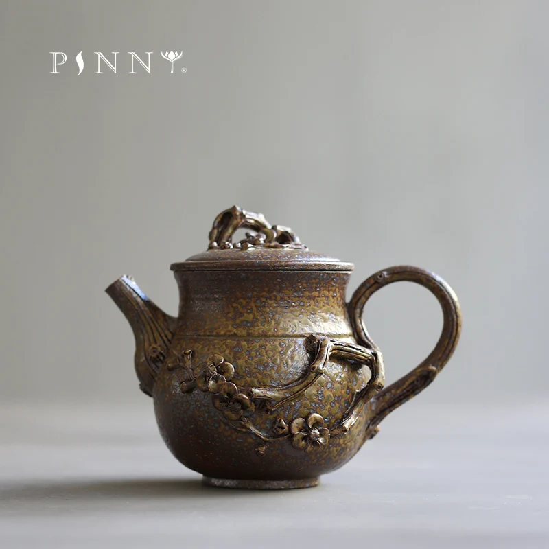

PINNY 220ml Handmade Plum Teapot Kiln Ceramic Tea Pot Retro Chinese Kung Fu Teapots Traditional Chinese Drinkware Tea Kettle